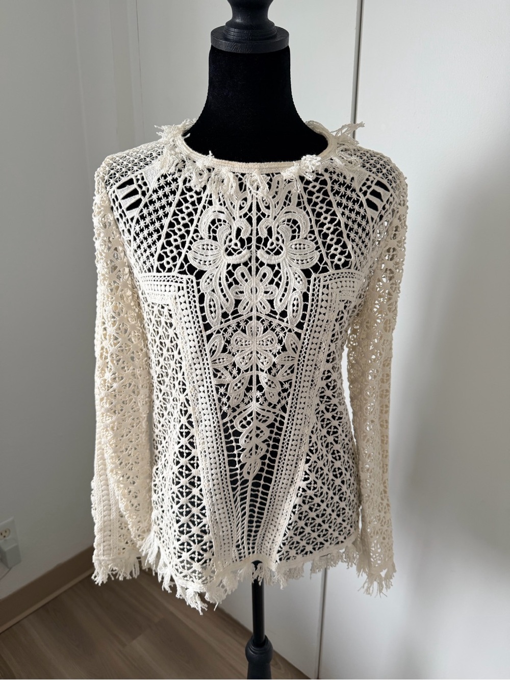 Kobo Halperin Lace Long Sleeve Top in Cream
